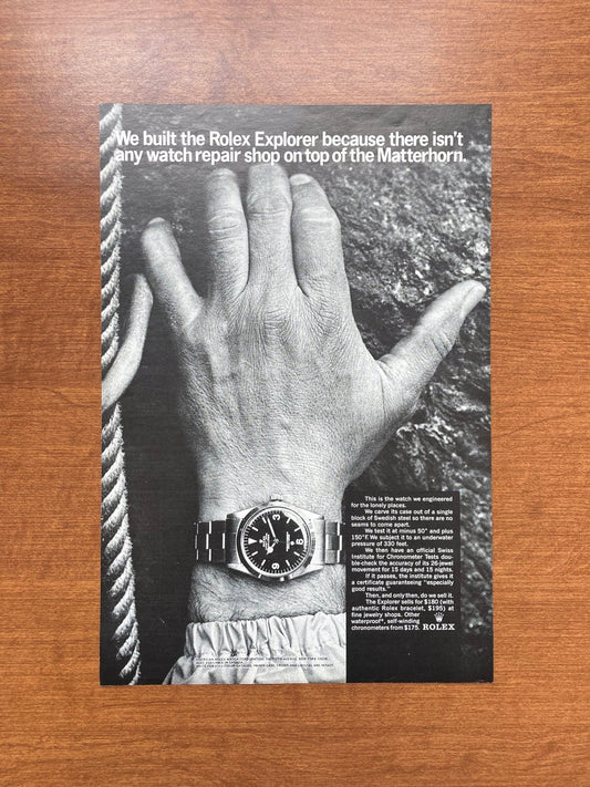 1966 Rolex Explorer Ref. 1016 "Top of the Matterhorn" Advertisement