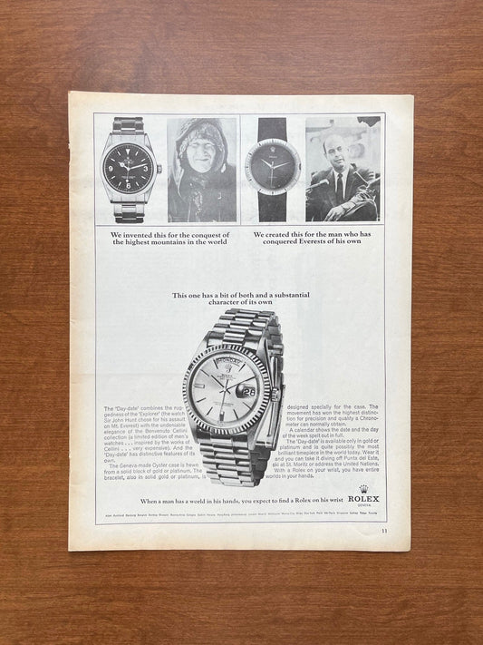 1966  Rolex Explorer Ref. 1016 w/ Cellini and Day-Date Advertisement