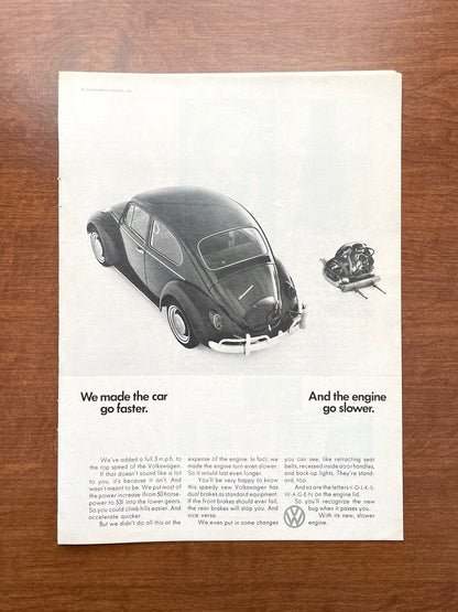 1966 Volkswagen VW Beetle "car go faster...engine go slower." Advertisement