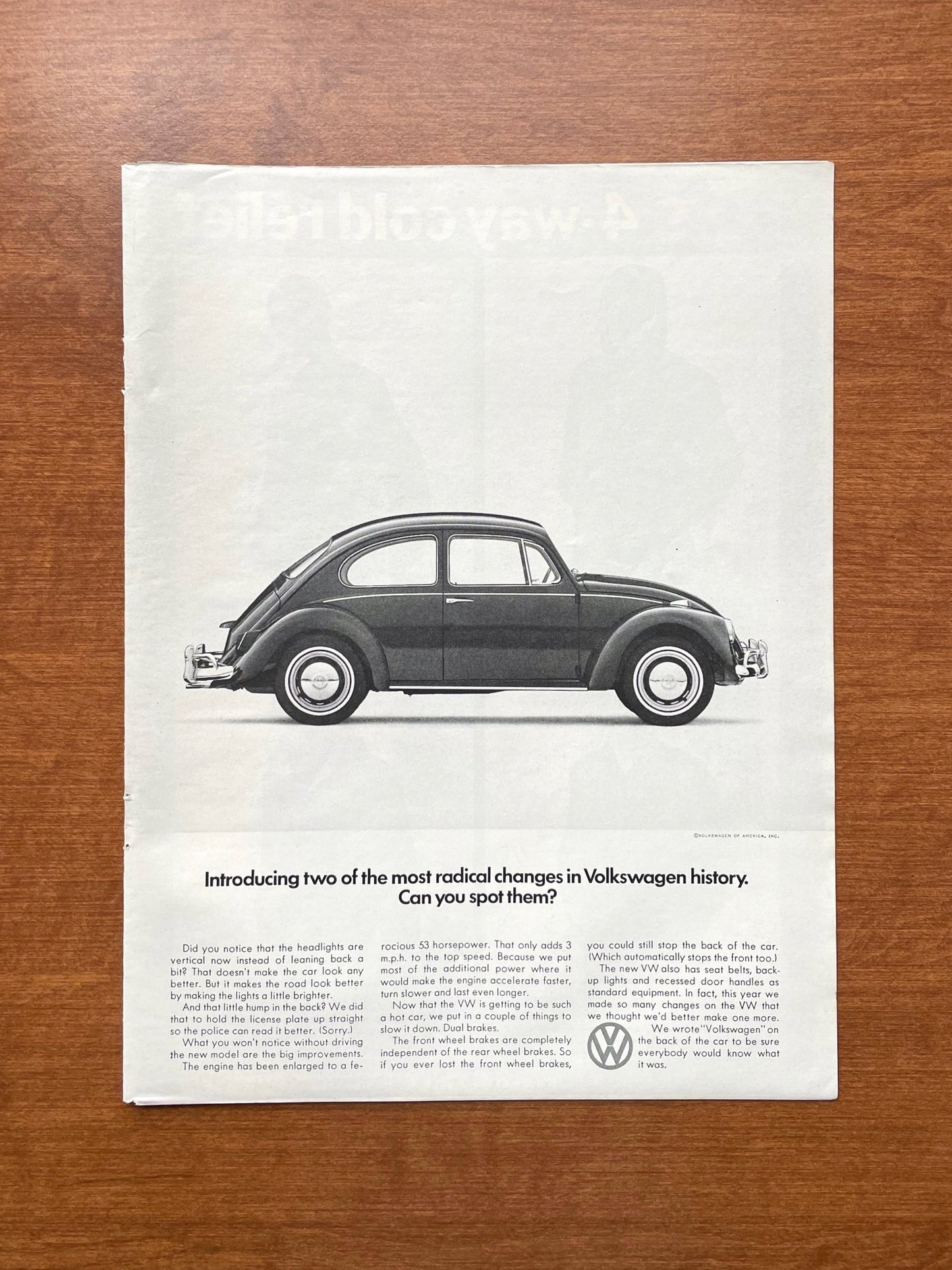 1966 Volkswagen VW Beetle "two most radical changes...spot them?" Advertisement