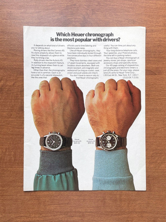 1967 Heuer Carrera & Autavia Chronographs Advertisement