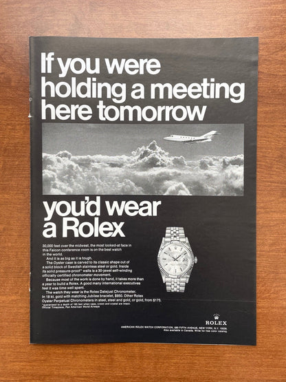 1967 Rolex Datejust Ref. 1601 "If you were holding a meeting..." Advertisement