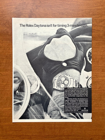 1967 Rolex Daytona "isn't for timing 3-minute eggs." Advertisement