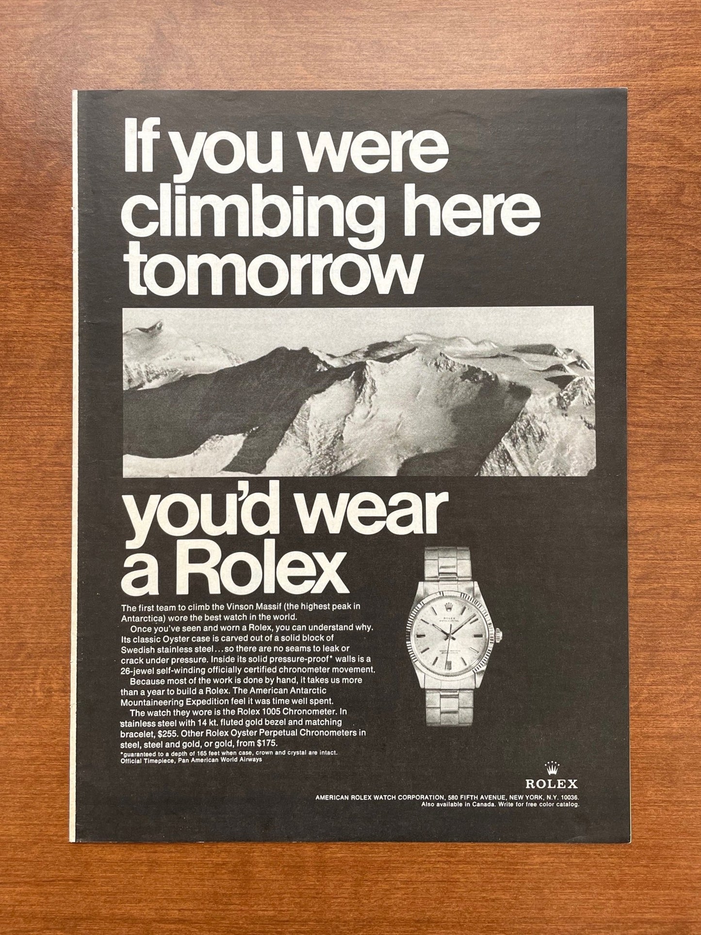 1967 Rolex Oyster Perpetual "if you were climbing..." Advertisement