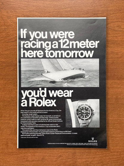 1967 Rolex Submariner "If you were racing a 12 meter..." Advertisement