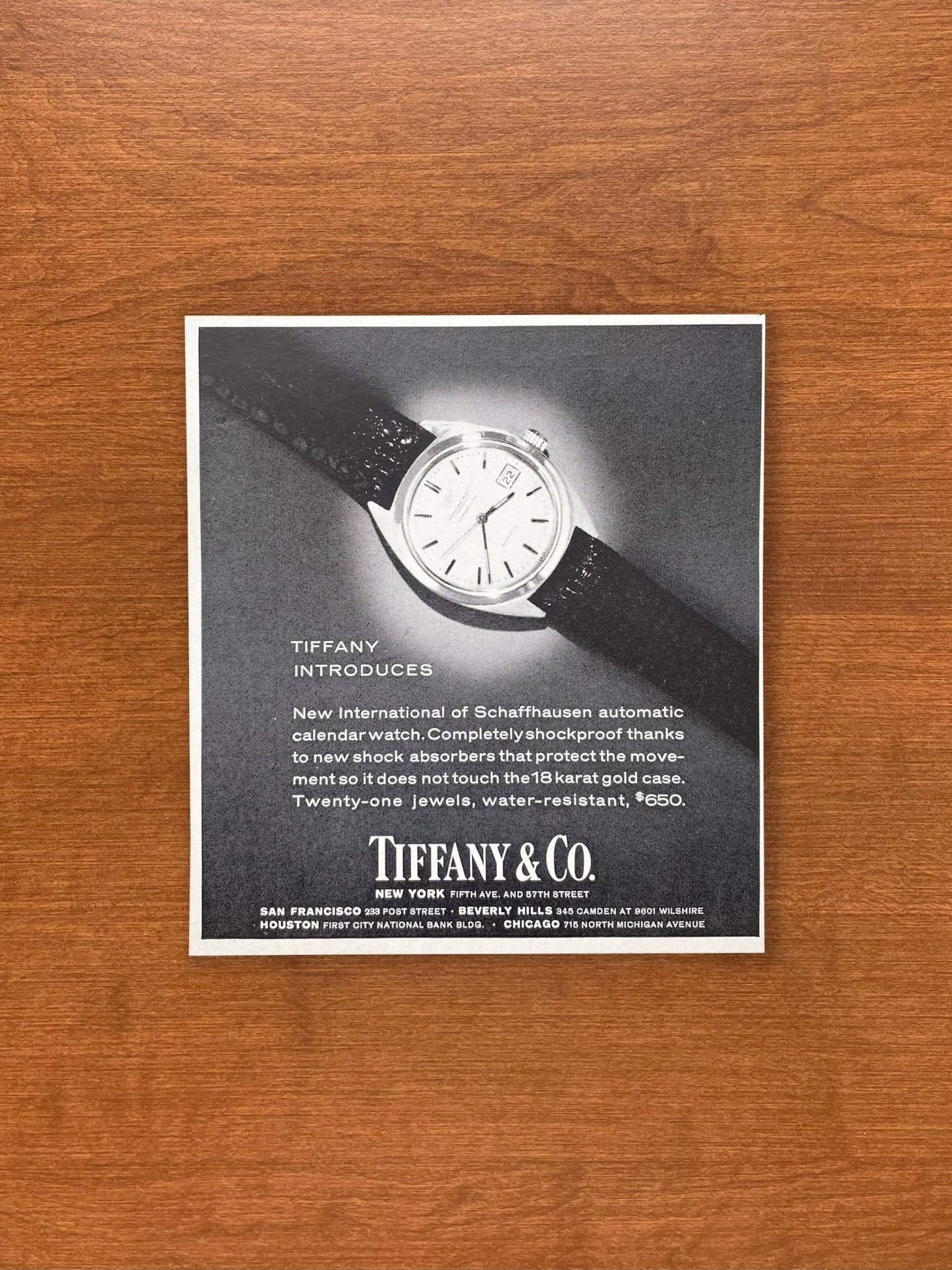 1967 Tiffany & Co. featuring IWC Calendar Watch Advertisement