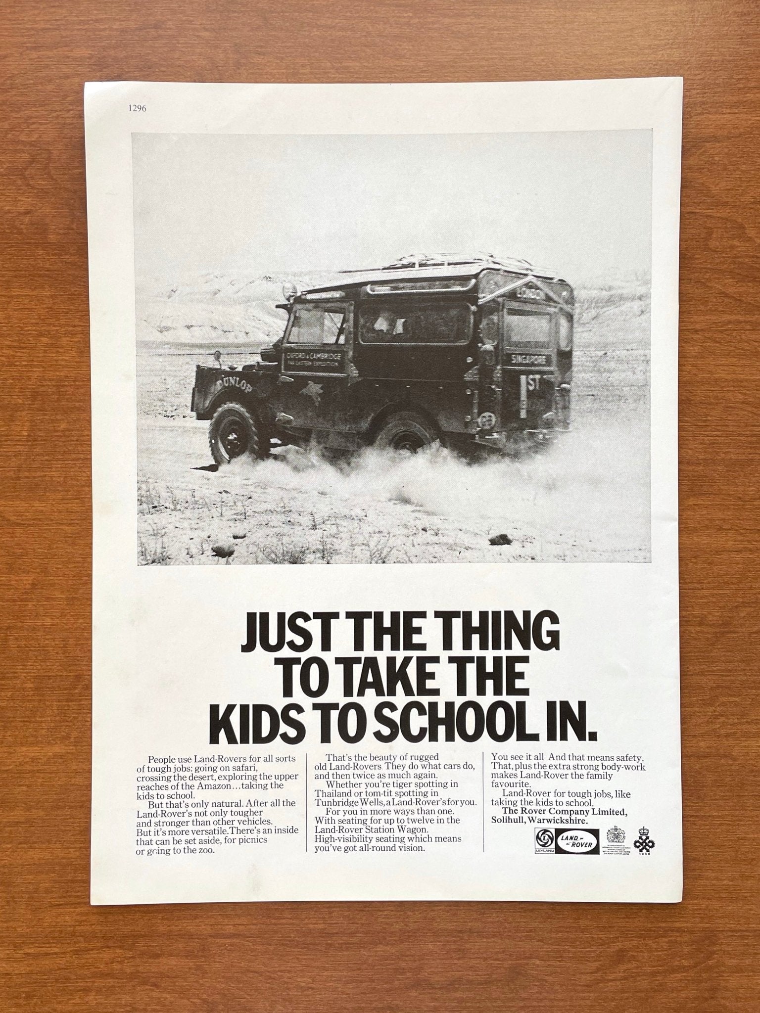 1968 Land Rover Series II "Take The Kids To School In." Advertisement