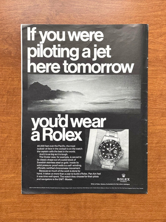 1968 Rolex GMT Master Ref. 1675 "If you were piloting..." Advertisement