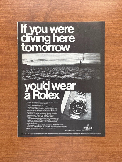 1968 Rolex Submariner "If you were diving here..." Advertisement