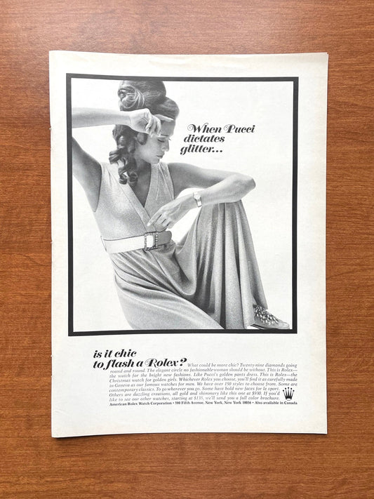 1968 Rolex "When Pucci dictates glitter..." Advertisement