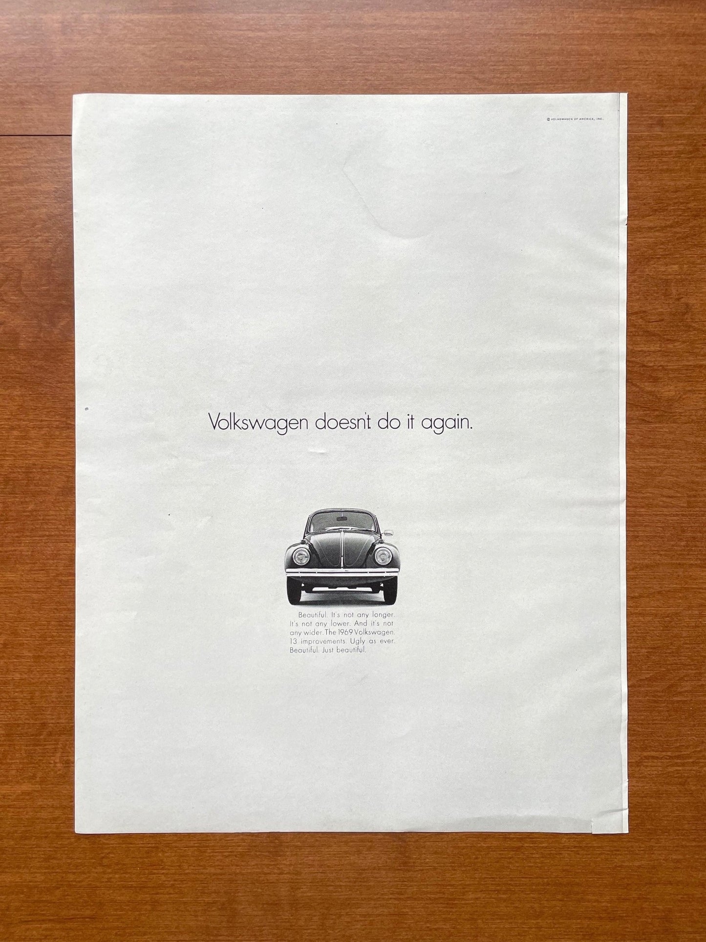 1968 Volkswagen VW Beetle "doesn't do it again." Advertisement