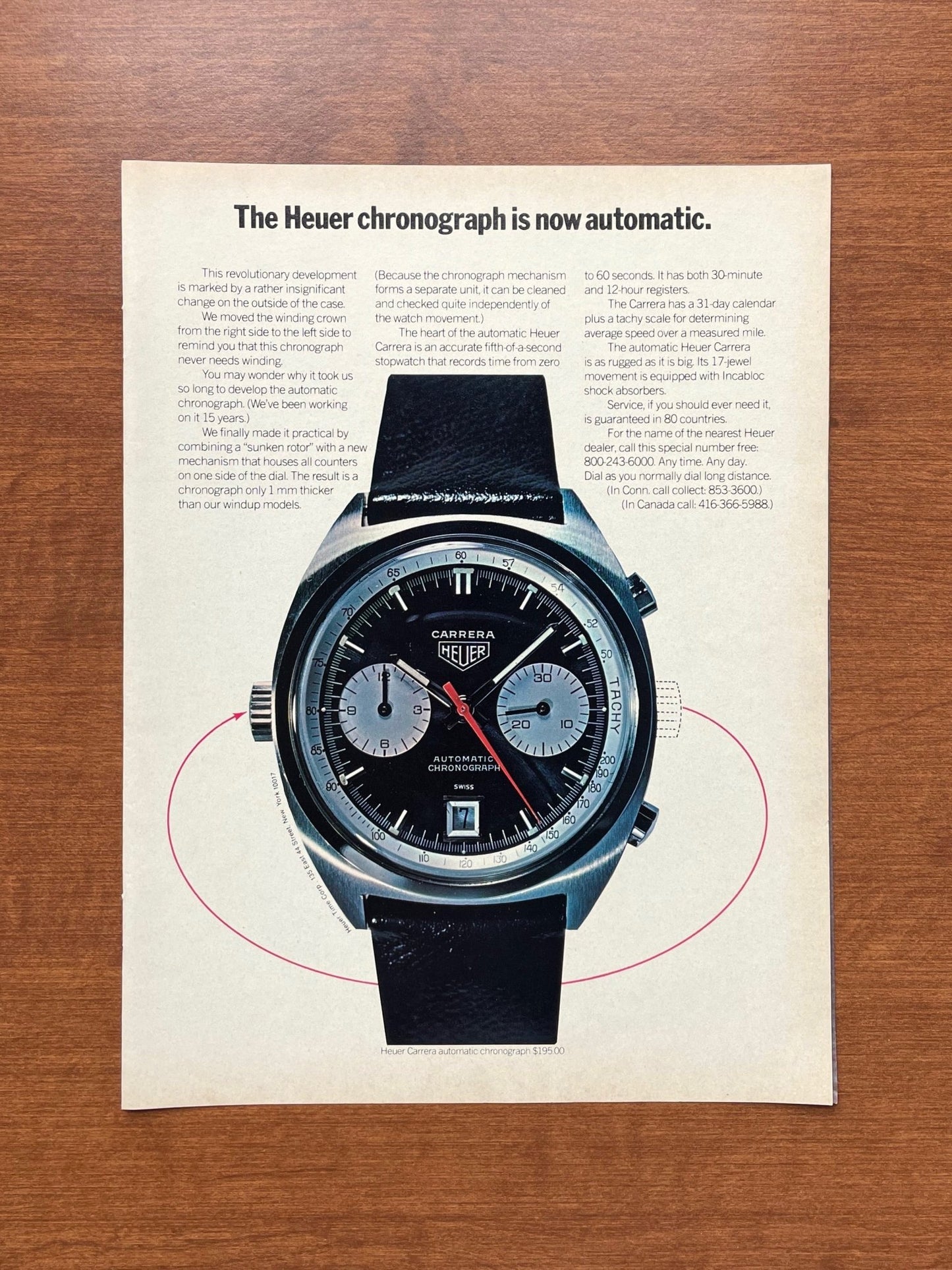 1969 Heuer Carrera Automatic Chronograph Advertisement