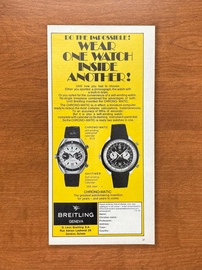1970 Breitling Chrono-Matics Advertisement