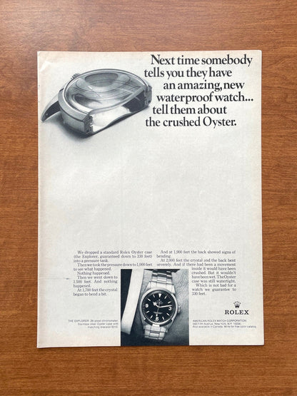 1970 Rolex Explorer Ref. 1016 "crushed Oyster." Advertisement