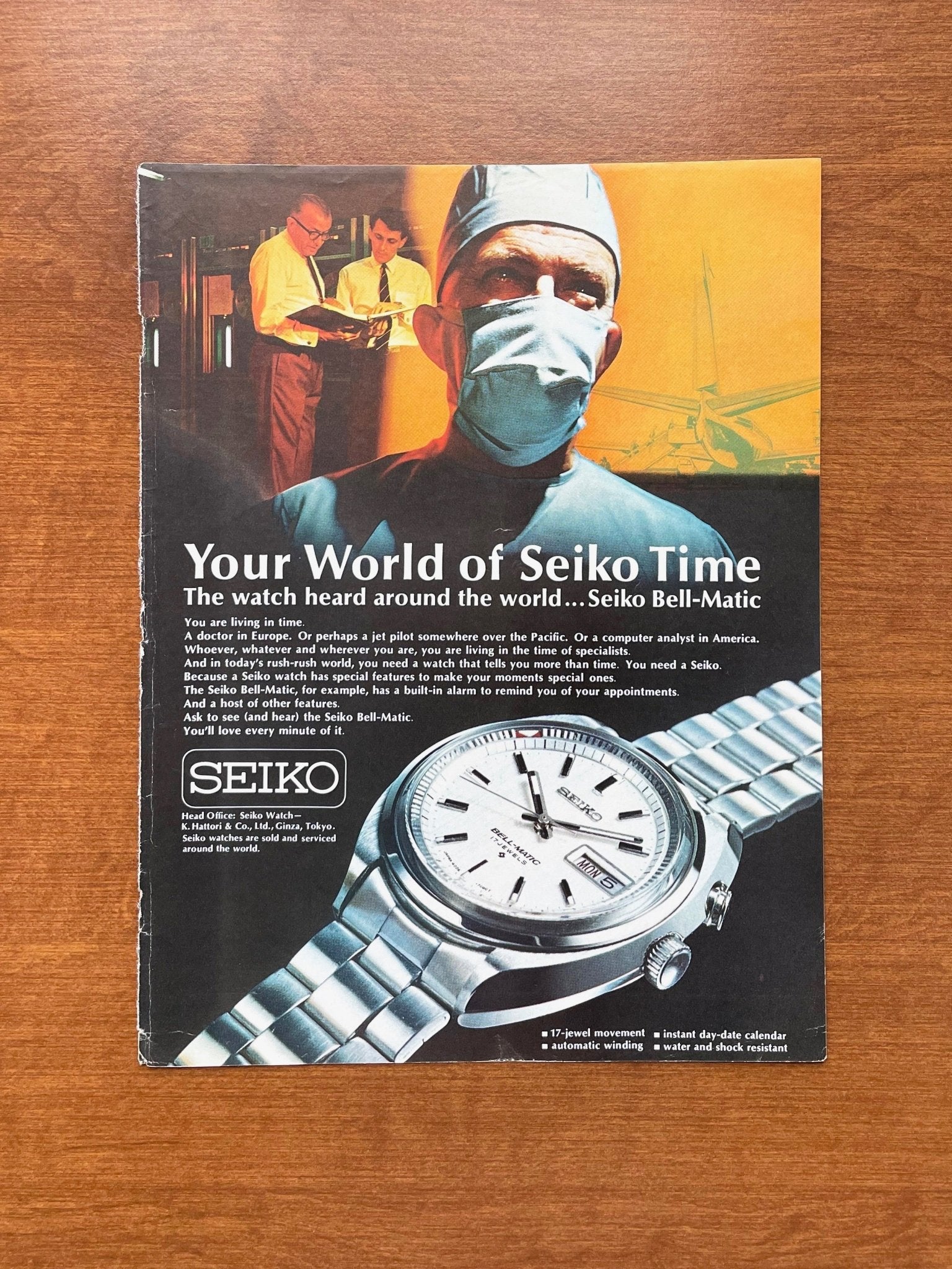 1970 Seiko BellMatic Advertisement Ad Patina