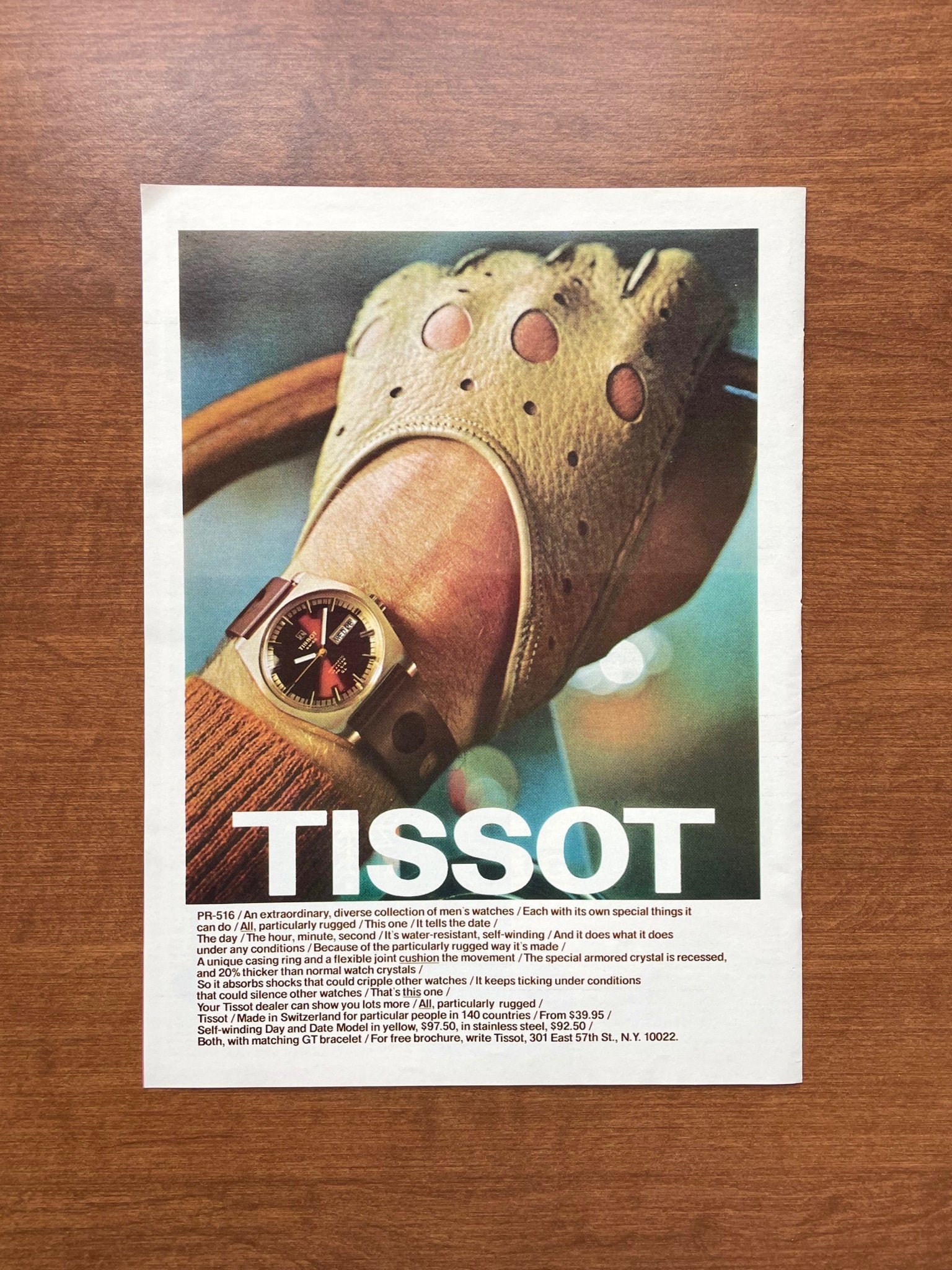 1970 Tissot Day and Date Watch Advertisement Ad Patina
