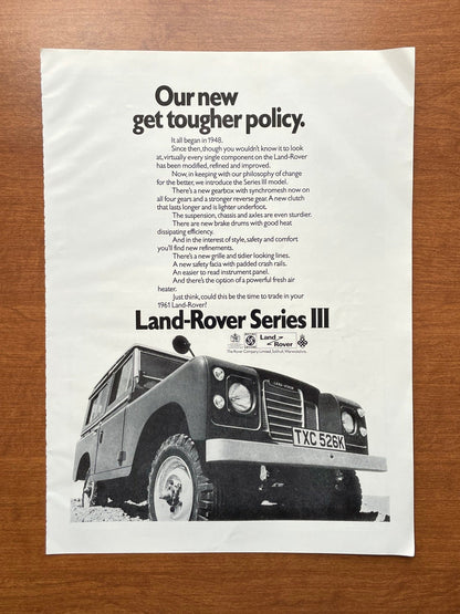 1971 Land Rover III "get tougher policy." Advertisement