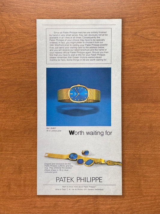 1973 Patek Philippe Ellipse "Worth waiting for" Advertisement