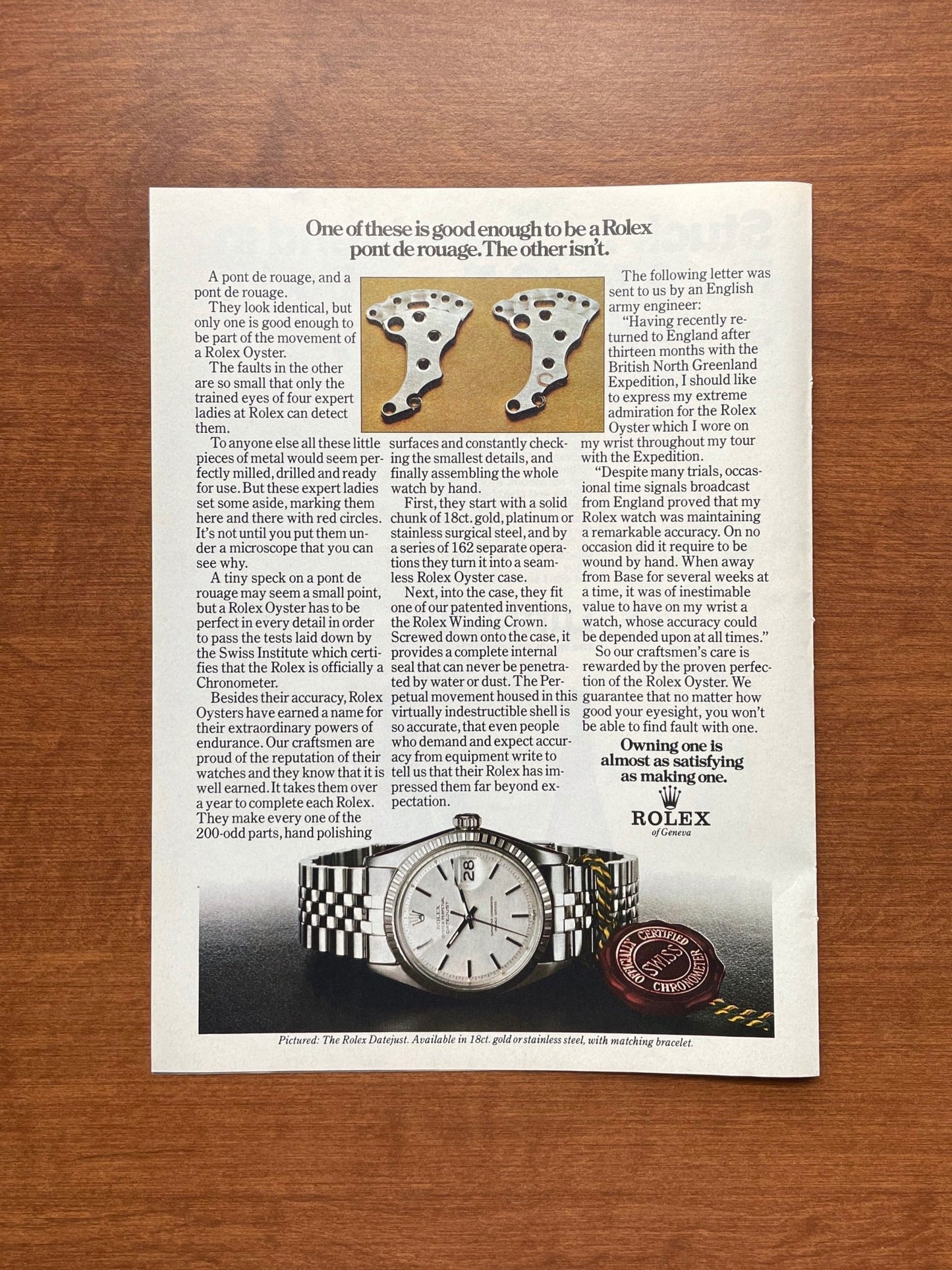 1973 Rolex Datejust Ref. 1603 "The other isn't." Advertisement