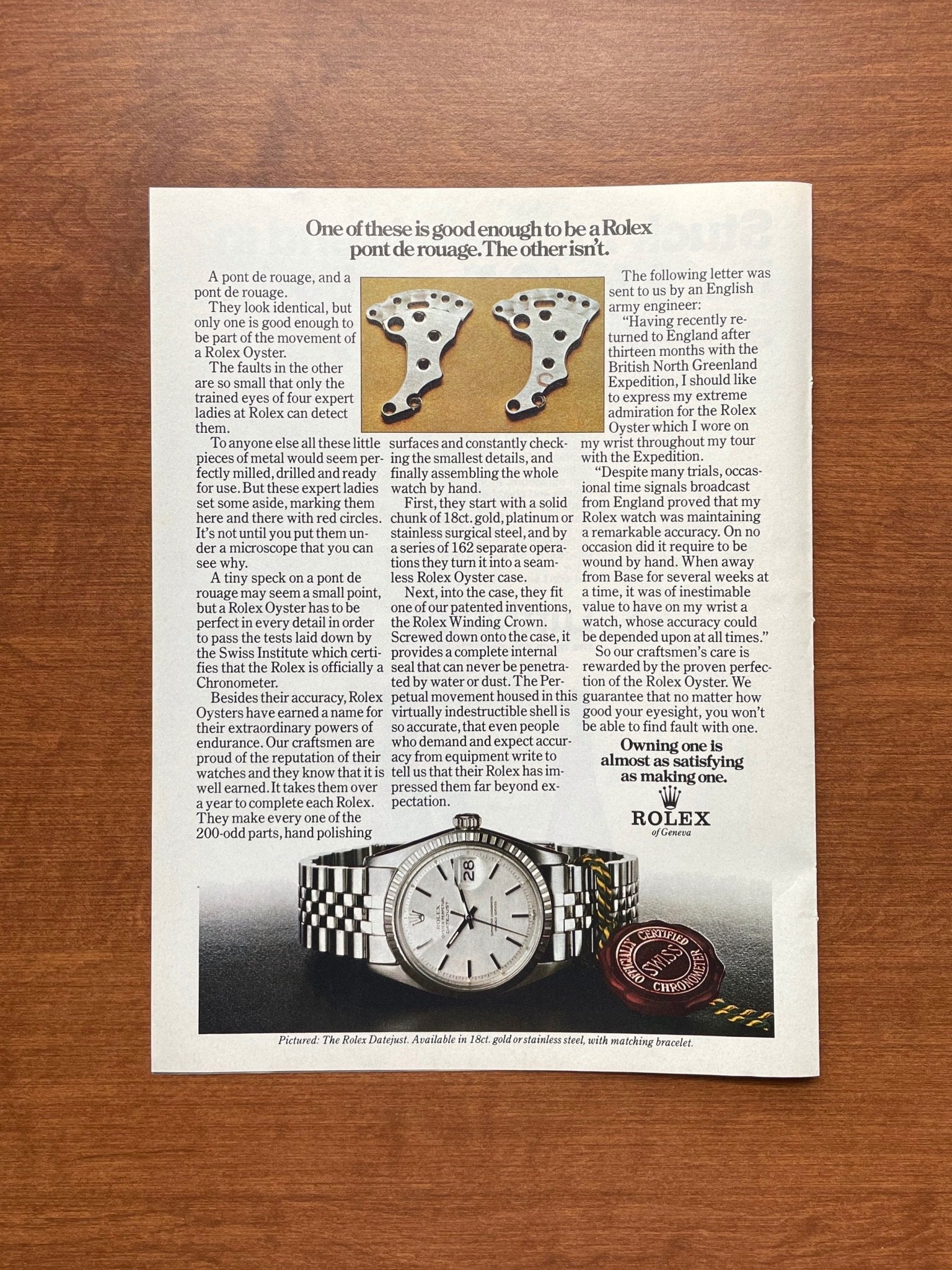 1973 Rolex Datejust Ref. 1603 "The other isn't." Advertisement