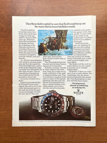 1973 Rolex GMT Master Ref. 1675 "Thor Heyerdahl couldn't be sure..." Advertisement