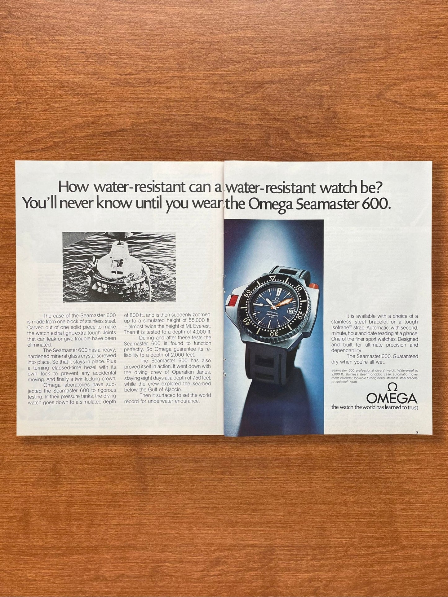 1974 Omega Seamaster 600 "PloProf" Advertisement