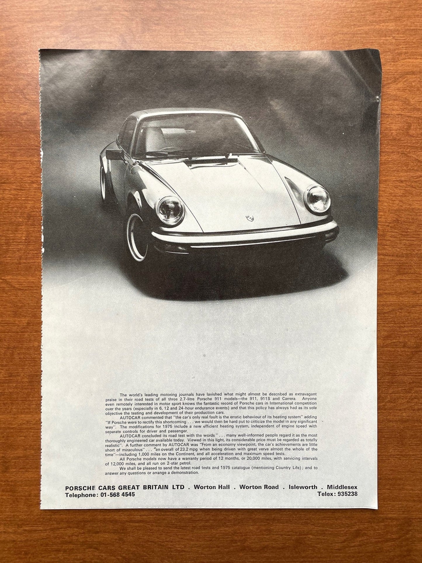 1974 Porsche 2.7-litre 911 models Advertisement