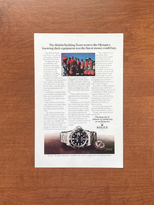 1974 Rolex Submariner Ref. 1680 "British Yachting Team" Advertisement