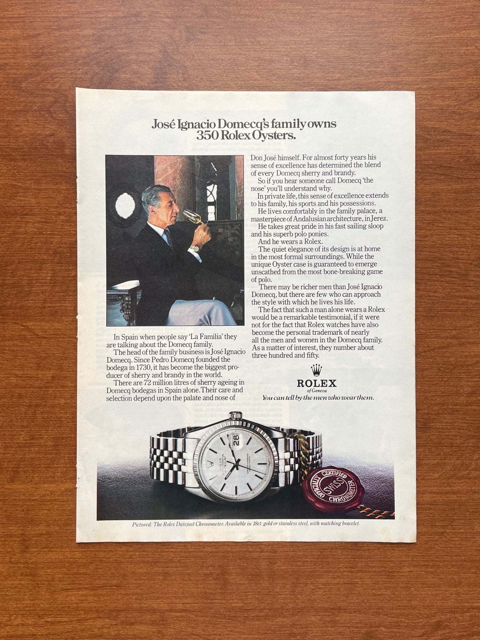 1975 Rolex Datejust Ref. 1603 "350 Rolex Oysters." Advertisement
