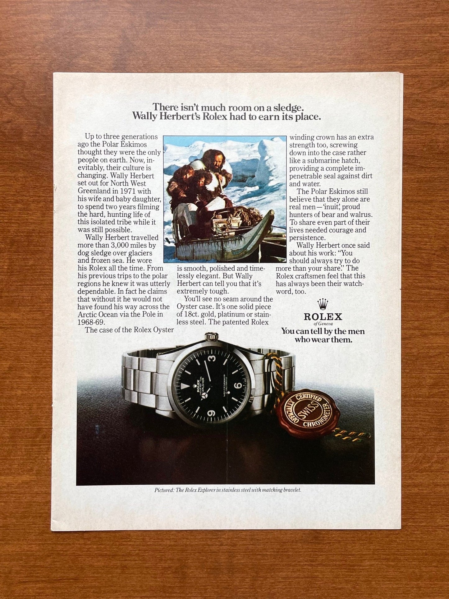 1975 Rolex Explorer Ref. 1016 "Wally Herbert's Rolex..." Advertisement