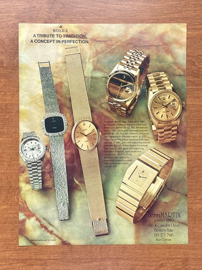 1976 Rolex "Bark" Day Date and "Tiger's Eye" Datejust Advertisement