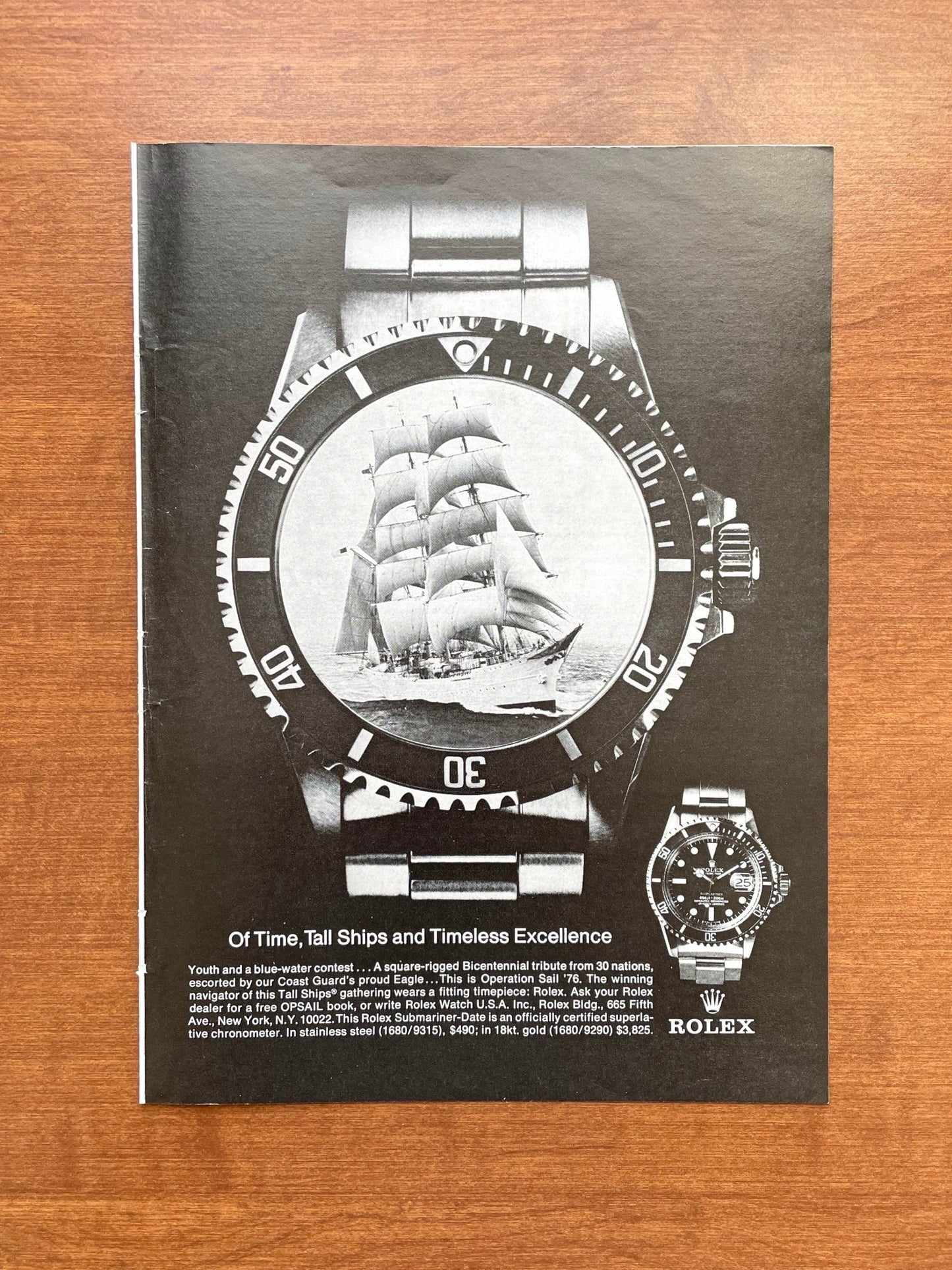 1976 Rolex Submariner Ref. 1680 "Tall Ships..." Advertisement
