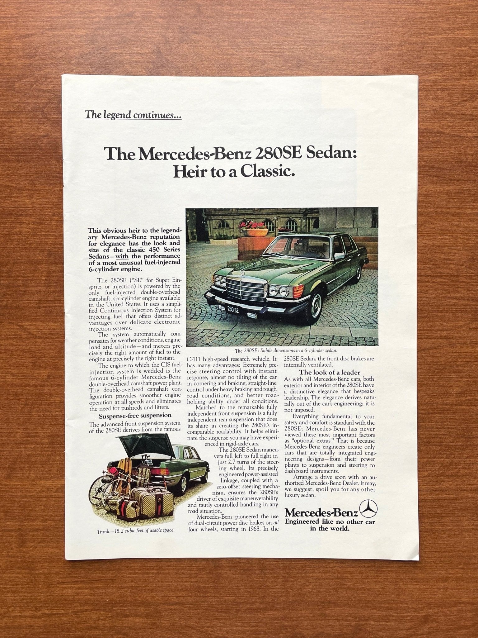 1977 Mercedes Benz 280SE with Gucci luggage Advertisement