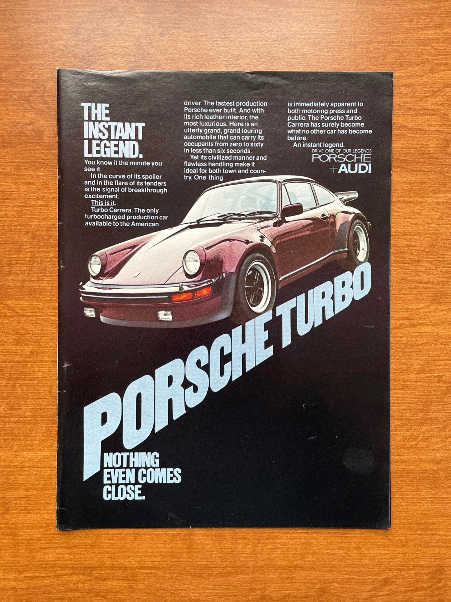 1977 Porsche Turbo Carrera "The Instant Legend." Advertisement