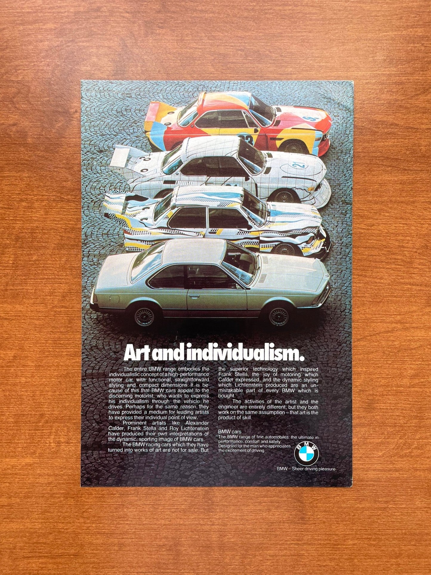 1978 BMW "Art and individualism." Advertisement