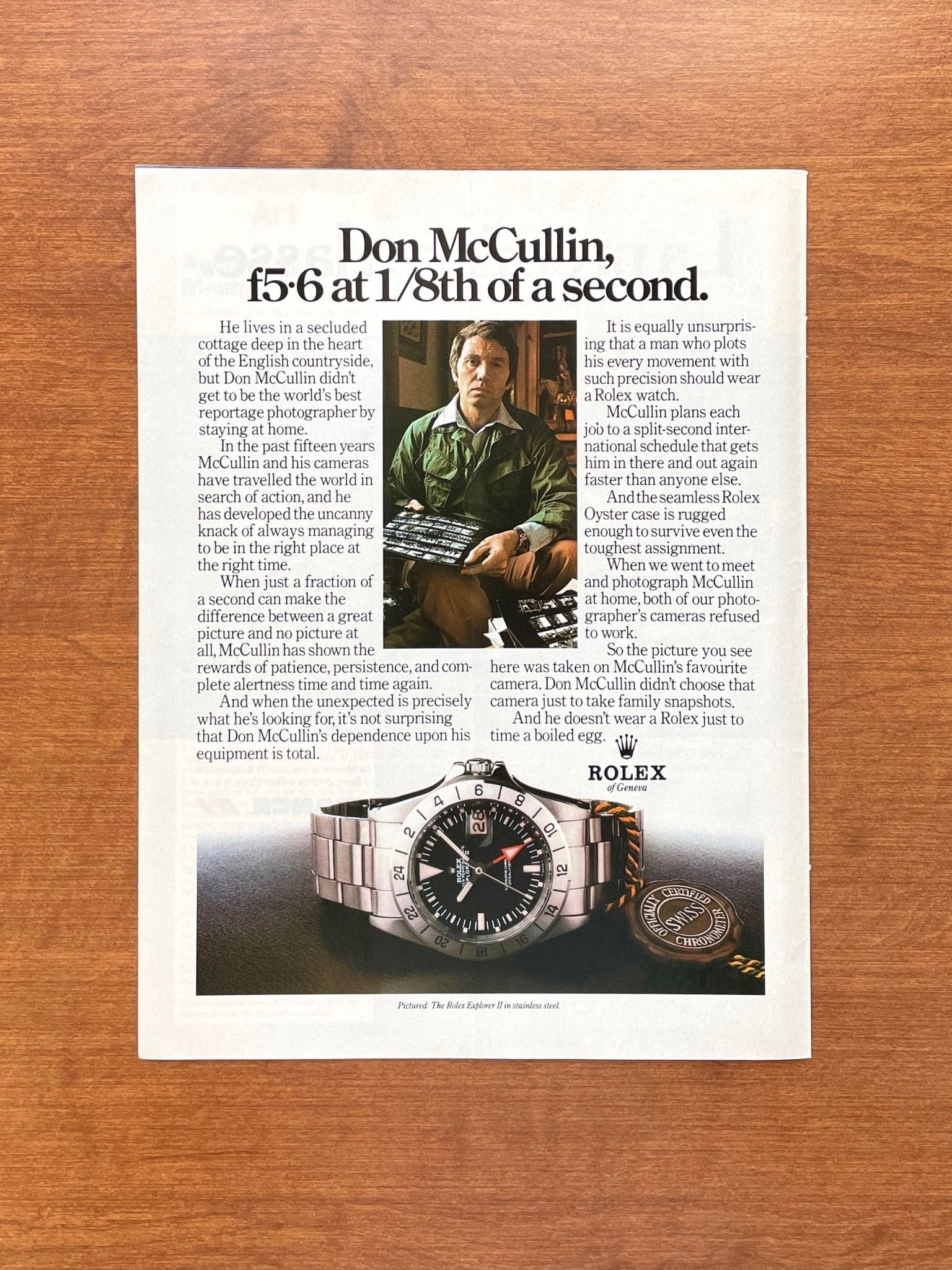 1978 Rolex Explorer II Ref. 1655 "Don McCullin..." Advertisement