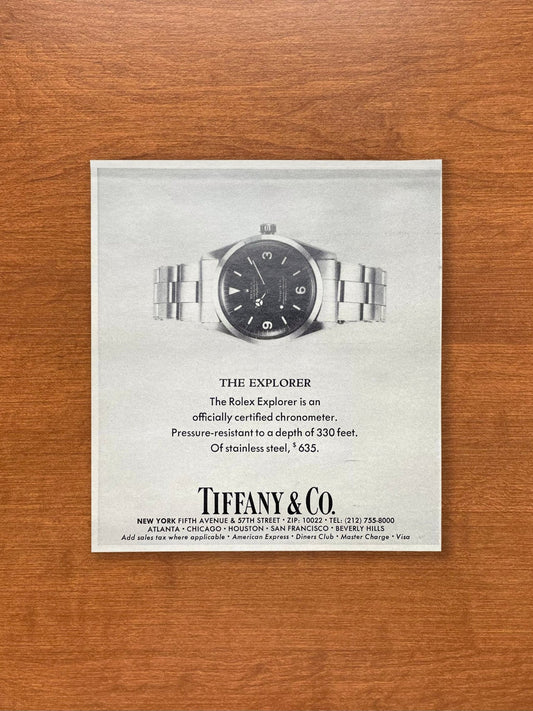 1978 Rolex Explorer Ref. 1016 at Tiffany & Co. Advertisement
