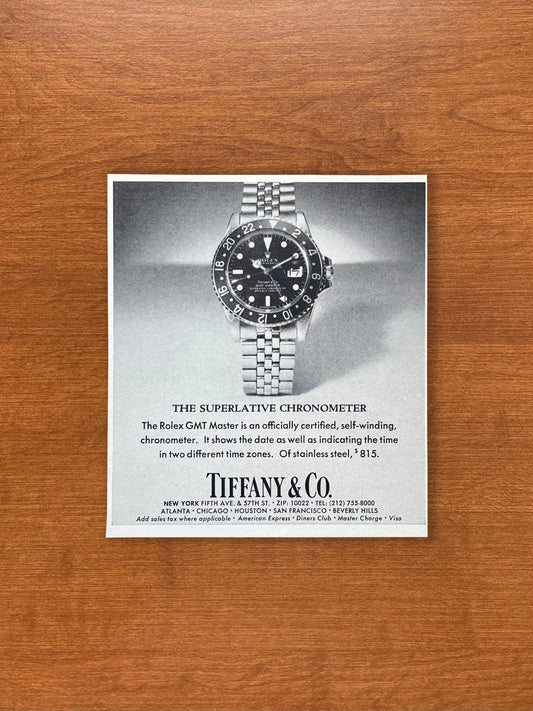 1978 Rolex GMT Master Ref. 1675 at Tiffany & Co. Advertisement