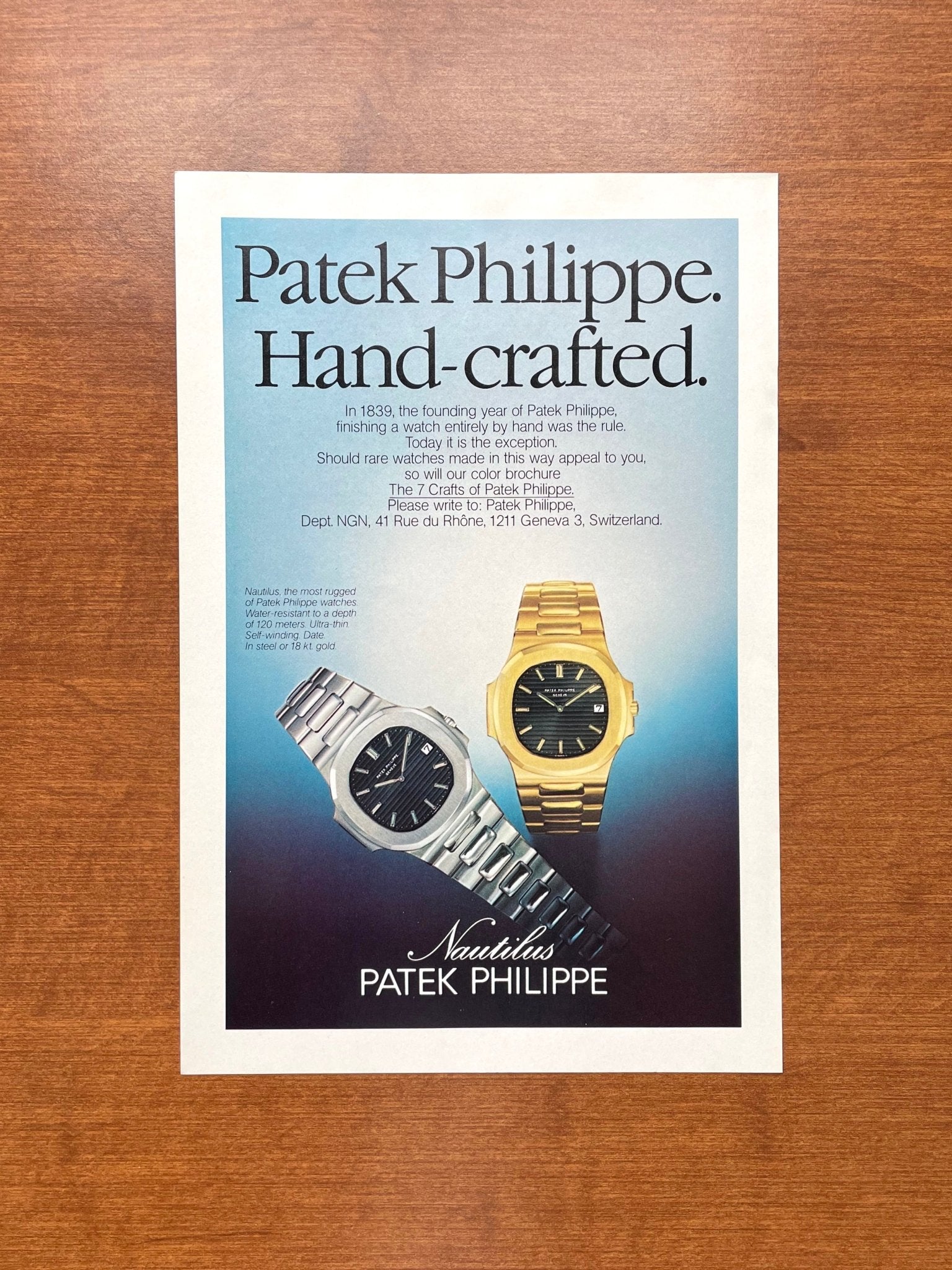 1979 Patek Philippe Nautilus "Hand-crafted." Advertisement