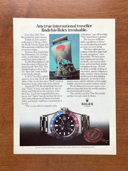 1979 Rolex GMT Master Ref. 1675 "Any true international traveller..." Advertisement