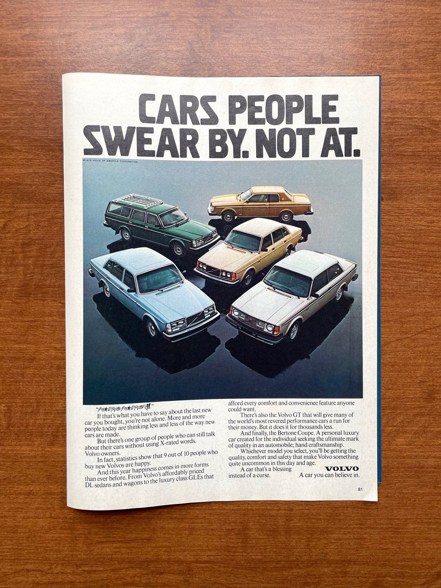 1979 Volvo "Cars People Swear By. Not At." Advertisement