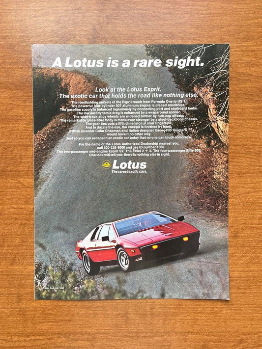 1980 Lotus Esprit "rare sight." Advertisement