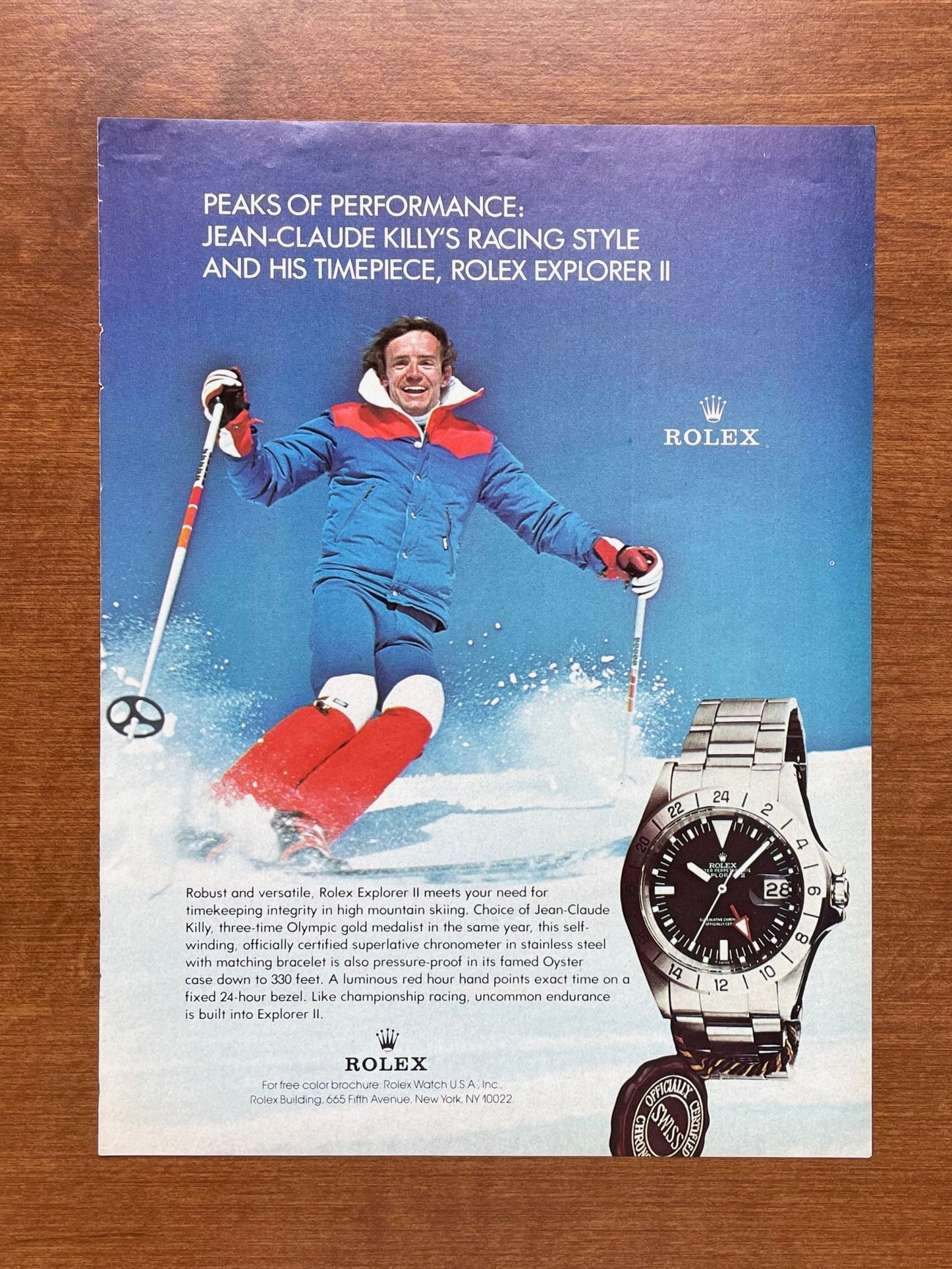 1980 Rolex Explorer II Ref. 1655 feat. Jean-Claude Killy Advertisement