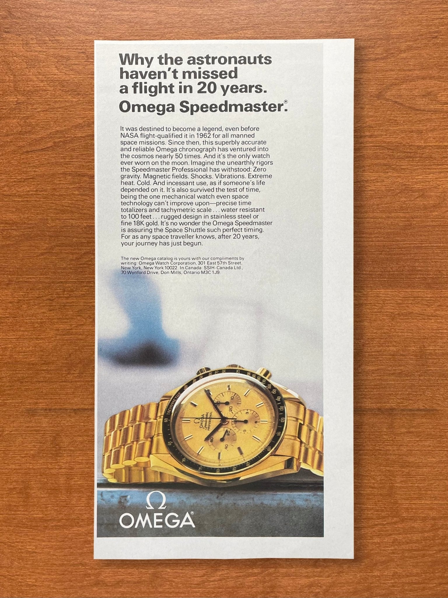 1981 Omega Speedmaster "haven't missed a flight in 20 years." Advertisement