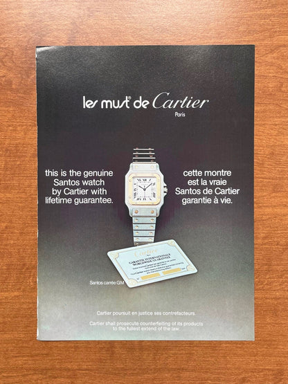 1982 Cartier Santos Watch Advertisement