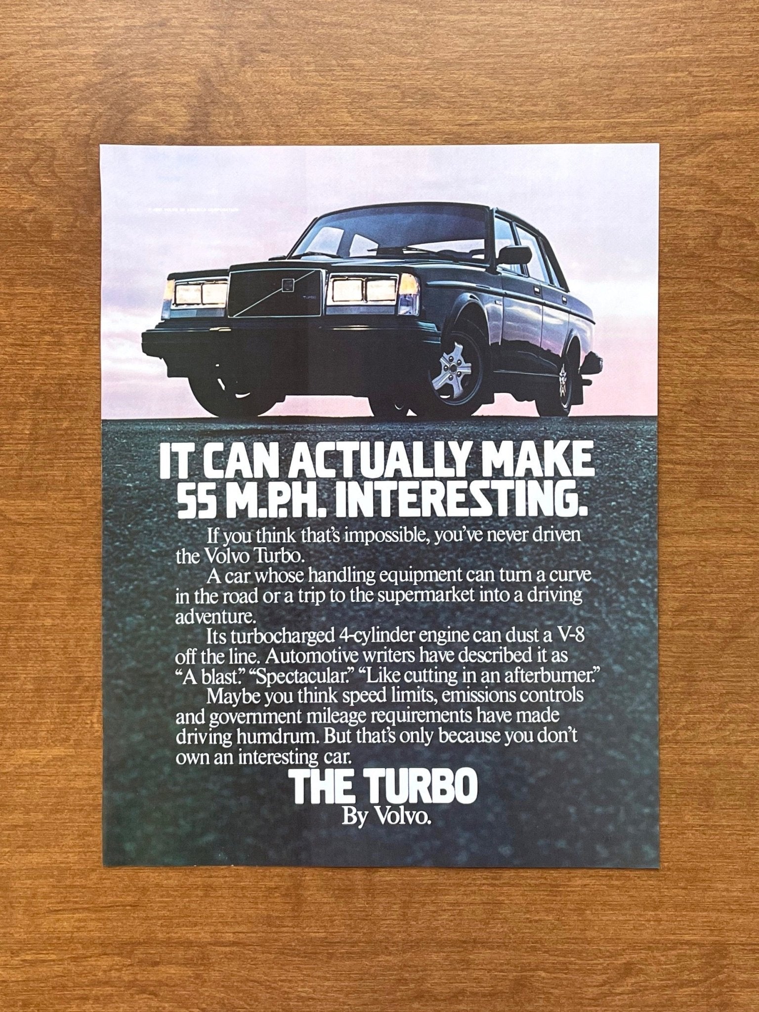 1982 Volvo Turbo "Make 55 M.P.H. Interesting." Advertisement