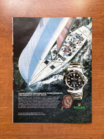 1983 Rolex Submariner Ref. 16800 "America's Cup" Advertisement