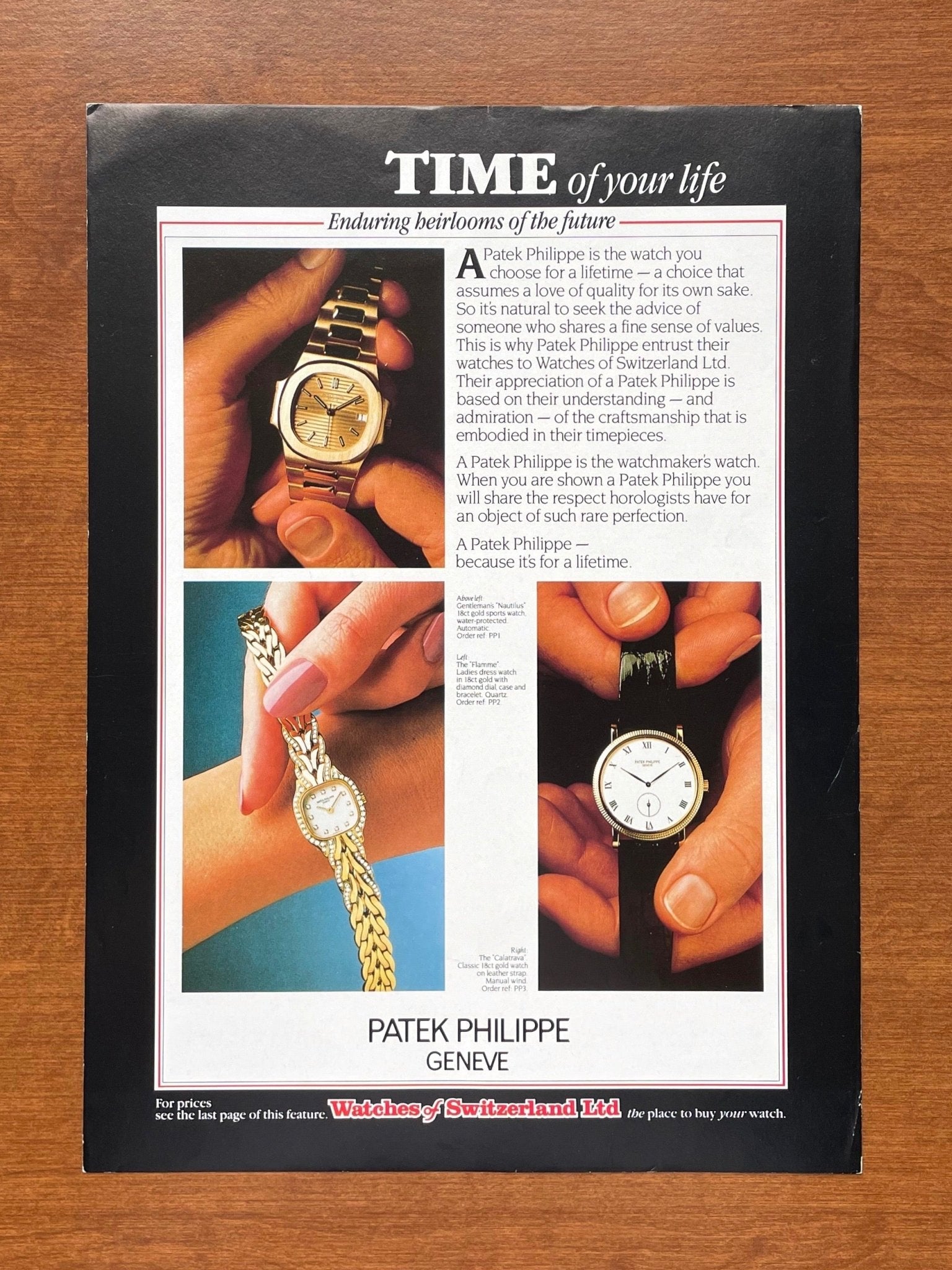 1984 Patek Philippe "TIME of your life" Advertisement