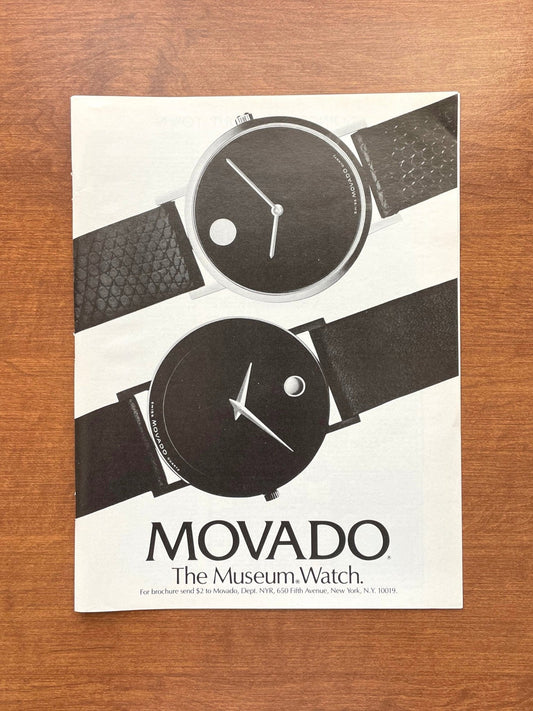 1986 Movado "The Museum Watch." Advertisement