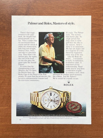 1986 Rolex Day Date Ref. 18038 feat. Arnold Palmer Advertisement